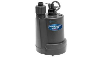 Superior Pump Thermoplastic Utility Pump | Top Discharge | 1560 GPH 1/5 HP 25-Foot Cord | 91029