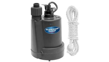 Superior Pump Thermoplastic Utility Pump | Top Discharge | 1560 GPH 1/5 HP 25-Foot Cord | 91029