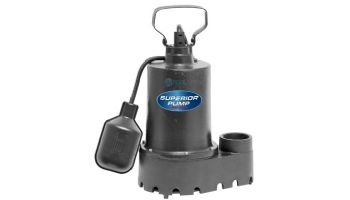 Superior Pump Cast Iron Submersible Sump Pump | Side Discharge | 2760 GPH 1/3 HP 25-Foot Cord | 92339