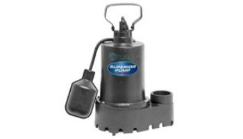 Superior Pump Cast Iron Submersible Sump Pump | Side Discharge | 2760 GPH 1/3 HP 25-Foot Cord | 92339