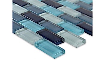 Artistry In Mosaics Crystal Series - Aqua Blend Glass Tile | 1" x 2" | GC82348T2