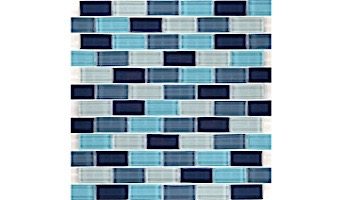 Artistry In Mosaics Crystal Series - Turquoise Cobalt Blue Blend Glass Tile | 1" x 2" | GC82348B3