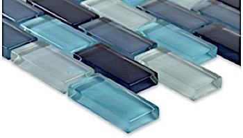 Artistry In Mosaics Crystal Series - Aqua Blend Glass Tile | 1" x 2" | GC82348T2