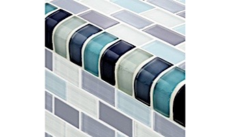 Artistry In Mosaics Crystal Series - Trim Aqua Blend Glass Tile | TRIM-GC82348T2