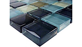 Artistry In Mosaics Crystal Series - Black Charcoal Gray Taupe Blend Glass Tile | 1" x 1" | GC82323K1