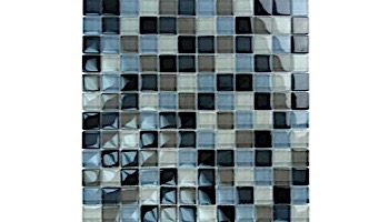 Artistry In Mosaics Crystal Series - Black Charcoal Gray Taupe Blend Glass Tile | 1" x 1" | GC82323K1