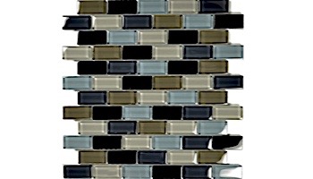 Artistry In Mosaics Crystal Series - Black Charcoal Gray Taupe Blend Glass Tile | 1" x 2" | GC82348K1