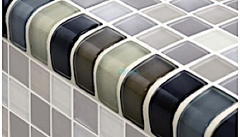 Artistry In Mosaics Crystal Series - Trim Black Charcoal Gray Taupe Blend Glass Tile | TRIM-GC82348K1