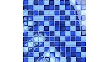 Artistry In Mosaics Crystal Series - Turquoise Cobalt Blue Blend Glass Tile | 1" x 1" | GC82323B3