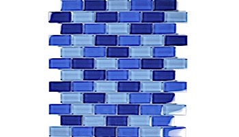 Artistry In Mosaics Crystal Series - Turquoise Cobalt Blue Blend Glass Tile | 1" x 2" | GC82348B3