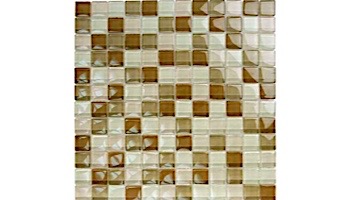 Artistry In Mosaics Crystal Series - Khaki Tan Blend Glass Tile | 1" x 1" | GC82323N1