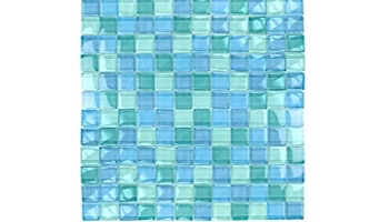 Artistry In Mosaics Crystal Series - Turquoise Cobalt Blue Blend Glass Tile | 1" x 1" | GC82323B3