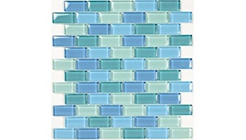 Artistry In Mosaics Crystal Series - Aqua Blend Glass Tile | 1" x 2" | GC82348T2