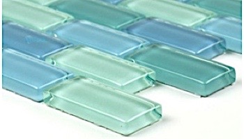 Artistry In Mosaics Crystal Series - Turquoise Blue Blend Glass Tile | 1" x 2" | GC82348T1