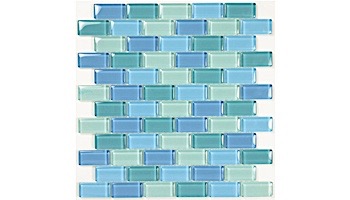 Artistry In Mosaics Crystal Series - Turquoise Blue Blend Glass Tile | 1" x 2" | GC82348T1