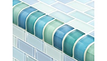 Artistry In Mosaics Crystal Series - Trim Turquoise Blue Blend Glass Tile | TRIM-GC82348T1
