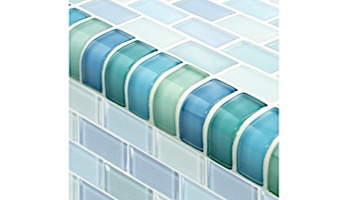 Artistry In Mosaics Crystal Series - Trim Turquoise Blue Blend Glass Tile | TRIM-GC82348T1