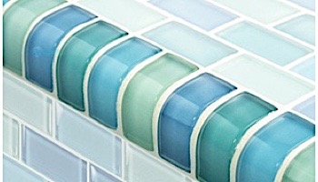 Artistry In Mosaics Crystal Series - Trim Turquoise Blue Blend Glass Tile | TRIM-GC82348T1