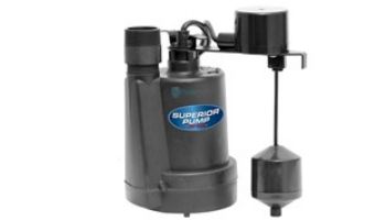 Superior Pump Thermoplastic Submersible Sump Pump | Top Discharge | 1800 GPH 1/4 HP 10-Foot Cord | 92269