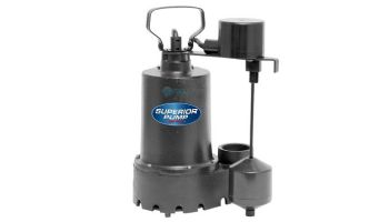 Superior Pump Cast Iron Submersible Sump Pump | Side Discharge | 2760 GPH 1/3 HP 25-Foot Cord | 92349