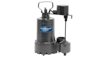 Superior Pump Cast Iron Submersible Sump Pump | Side Discharge | 2760 GPH 1/3 HP 25-Foot Cord | 92349