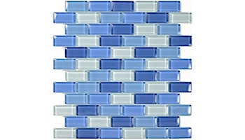 Artistry In Mosaics Crystal Series - Turquoise Cobalt Blue Blend Glass Tile | 1" x 2" | GC82348B3