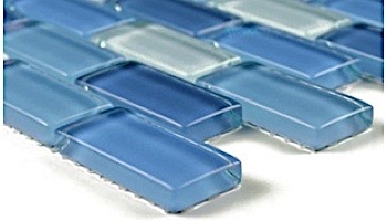 Artistry In Mosaics Crystal Series - Turquoise Cobalt Blue Blend Glass Tile | 1" x 2" | GC82348B3