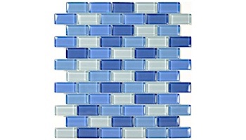 Artistry In Mosaics Crystal Series - Turquoise Cobalt Blue Blend Glass Tile | 1" x 2" | GC82348B3