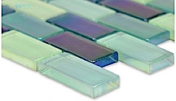 Artistry In Mosaics Crystal Iridescent - Sea Green Blend Glass Tile | 1" x 2" | GC82348G3