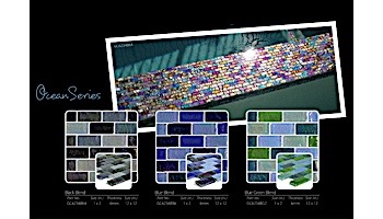 Artistry In Mosaics Ocean Series - Blue Blend Glass Tile | 1" x 2" | GC62348B6