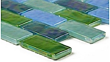Artistry In Mosaics Ocean Series - Blue Green Blend Glass Tile | 1" x 2" | GC62348G2