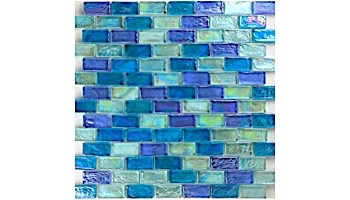 Artistry In Mosaics Poured Series 1x2 Glass Tile | Light Blue Brick Blend | GP82348B4