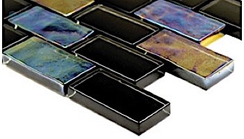 Artistry In Mosaics Twilight Series 1x2 Glass Tile | Black Brick | GT82348K5