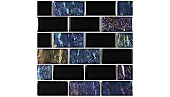 Artistry In Mosaics Twilight Series 1x2 Glass Tile | Black Brick | GT82348K5