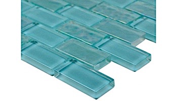 Artistry In Mosaics Twilight Series 1x2 Glass Tile | Turquoise Brick | GT82348T4