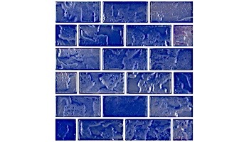 Artistry In Mosaics Volcanic Series 1x2 Glass Tile | Electric Blue Brick | GL82348B14