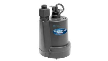 Superior Pump Thermoplastic Utility Pump | Top Discharge | 1800 GPH 1/4 HP 25-Foot Cord | 91255