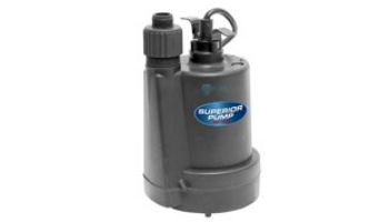 Superior Pump Thermoplastic Utility Pump | Top Discharge | 1800 GPH 1/4 HP 25-Foot Cord | 91255