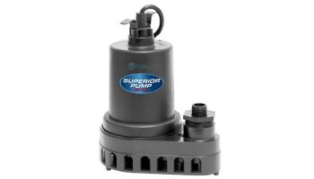 Superior Pump Thermoplastic Utility Pump | Side Discharge | 2880 GPH 1/3 HP 10-Foot Cord | 91370