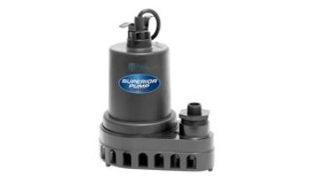 Superior Pump Thermoplastic Utility Pump | Side Discharge | 2880 GPH 1/3 HP 10-Foot Cord | 91370