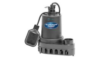 Superior Pump Thermoplastic Submersible Sump Pump | Side Discharge | 2880 GPH 1/3 HP 25-Foot Cord | 92378