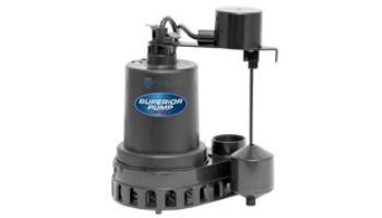 Superior Pump Thermopastic Submersible Sump Pump | Side Discharge | 2880 GPH 1/3 HP 25-Foot Cord | 92379