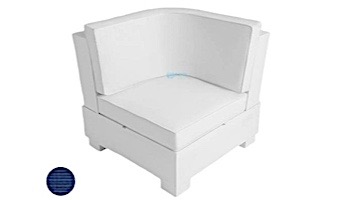 Ledge Lounger Signature Collection Sectional | Corner Piece White Base | Mediterranean Blue Standard Fabric Cushion | LL-SG-S-C-SET-W-STD-4652