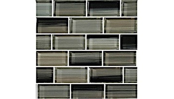 Artistry In Mosaics Watercolors Series 1x2 Glass Tile | Charcoal Brick | GW82348K6