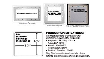 SimPoolTec Above Ground Skimmer Plug | 5-7/8" x 5-5/8" | Standard Faceplate | AGSD-H