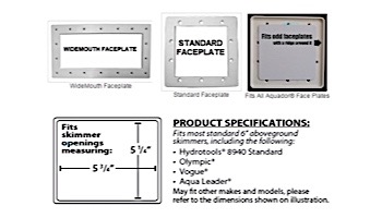SimPoolTec Above Ground Skimmer Plug | 12/Case | 5-3/4" x 5-1/4" | Standard Faceplate | AGSD-H2-SW