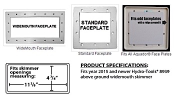 SimPoolTec Above Ground Skimmer Plug | 11-3/8" x 4-7/8" | Widemouth Faceplate | AGWM-SW2