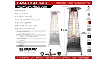 Lava Heat Italia Capri A-Line Commercial Patio Heater | Triangular 6-Foot | Stainless Steel Natural Gas | AL6MGS LHI-103