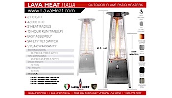 Lava Heat Italia Capri A-Line Commercial Patio Heater | Triangular 6-Foot | Stainless Steel Propane | AL6MPS LHI-104
