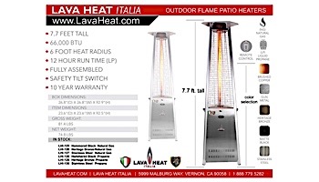 Lava Heat Italia© 2G A-Line Commercial Patio Heater with Remote | Triangular 8-Foot | Stainless Steel Propane | AL8RPS LHI-130